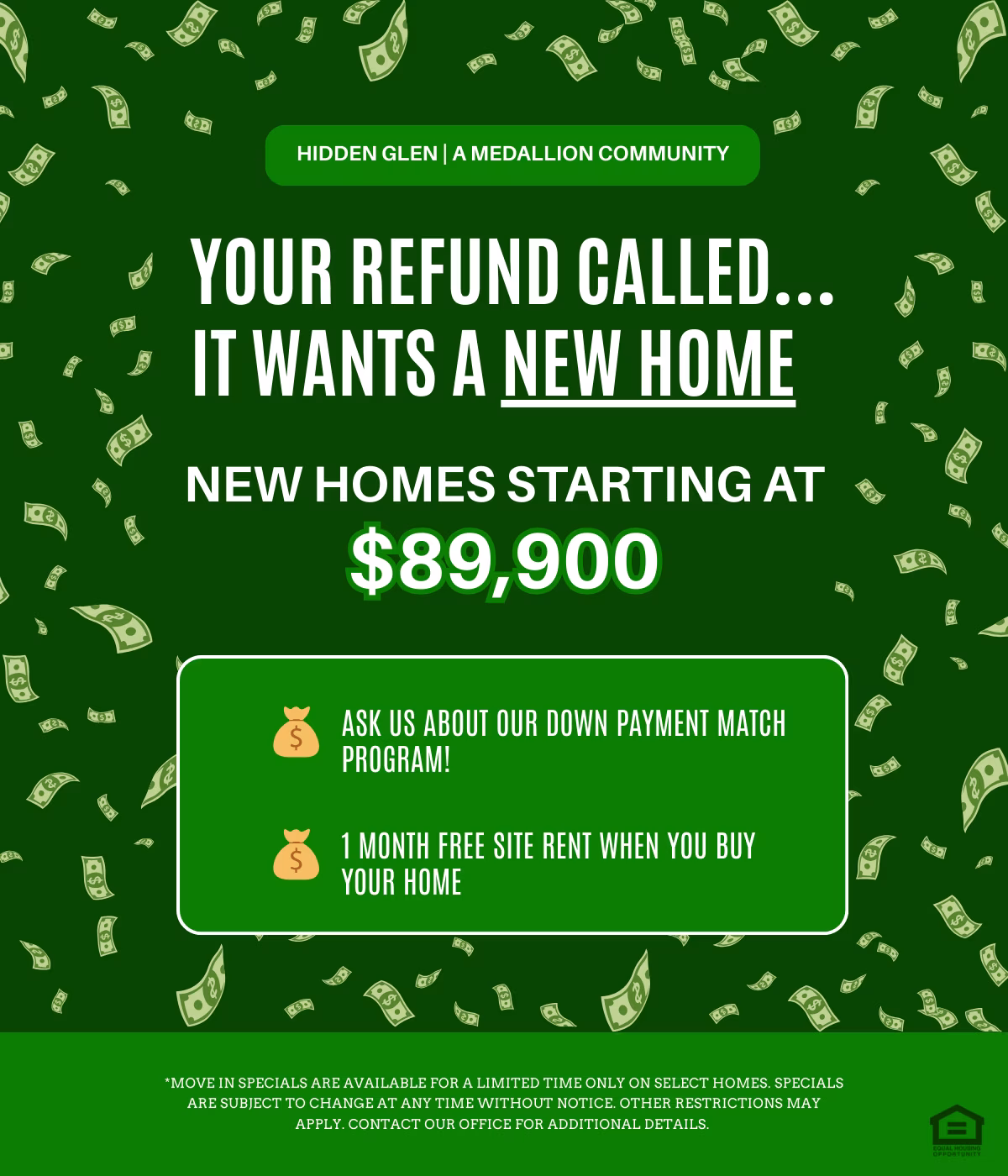 TaxSeasonPopUpHiddenGlen, homes, manufactured homes near me, Medallion, manufactured communities near me, manufactured