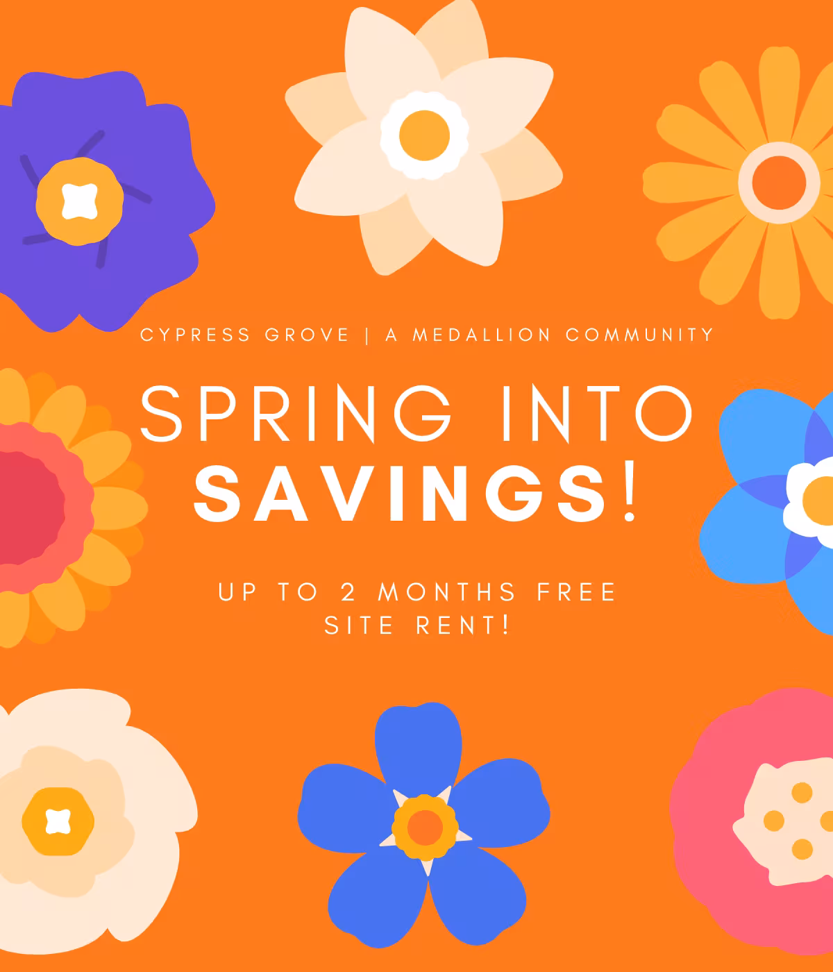 Cypress Grove Spring Flyer, manufactured, communities, manufactured communities near me, Find your perfect home, affordable