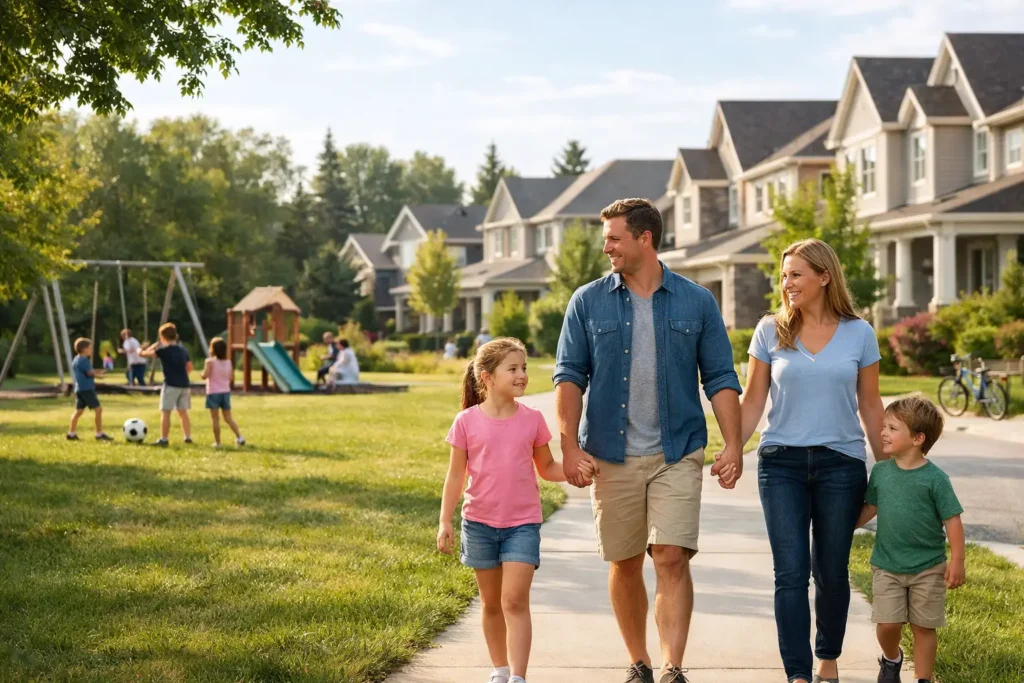 amenities, neighborhood playground and pool, quiet community street view, management, neighborhood